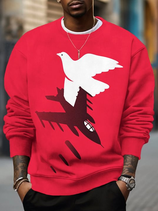Men's Peace Dove Airplane Anti-war Art Print Casual Sweatshirt