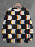 Men's Optical Illusion Art Print Knit Sweatshirt