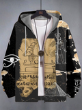 Men's Middle East Black Man Pyramid Print Hooded Zip Up Jacket