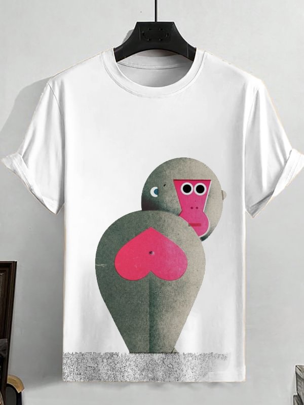 Men's Funny Monkey Geometric Graphic Print T-Shirt
