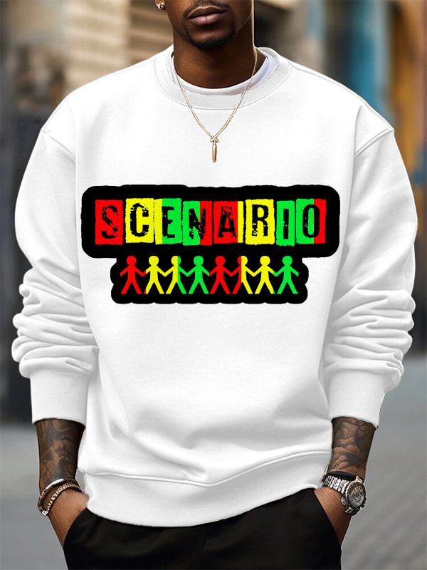 Men's Scenario Hip-Hop Music Pattern Print Cotton Casual Sweatshirt