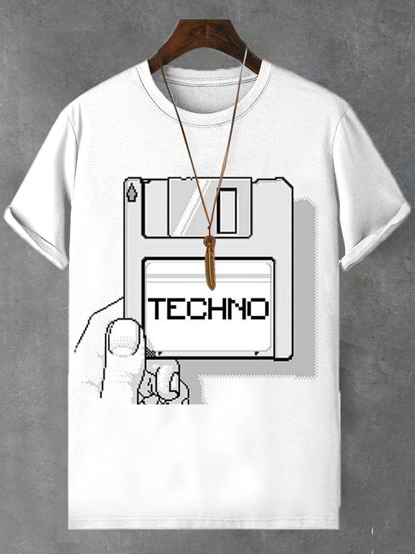 Men's Techno Music Art Print Cotton Casual T-Shirt
