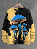 Men's Neon Mushroom Art Print Knit Sweatshirt