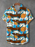 Men's Funny Dachshund And Beer Print Shirt