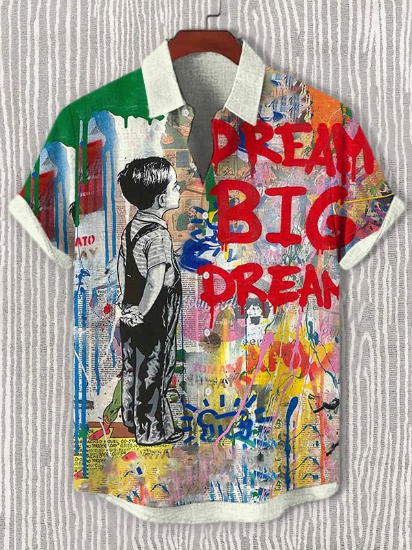 Men's Dream Big Dreams Street Graffiti Art Print Casual Shirt