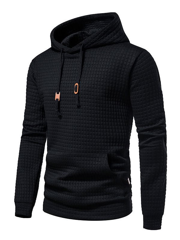 Men's Casual Plain Drawstring Pocket Pullover Hoodie