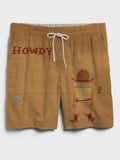 Men's Western Frog Howdy Print Drawstring Shorts