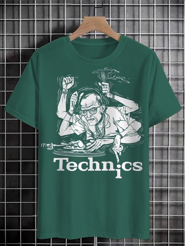 Men's Technics Music DJ Fun Art Print Cotton Casual T-Shirt