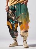 Men's Astronaut Music Oil Painting Art Print Loose Drawstring Waist Sweatpants