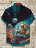 Men's Otter Spaceship Pilot Art Print Casual Shirt