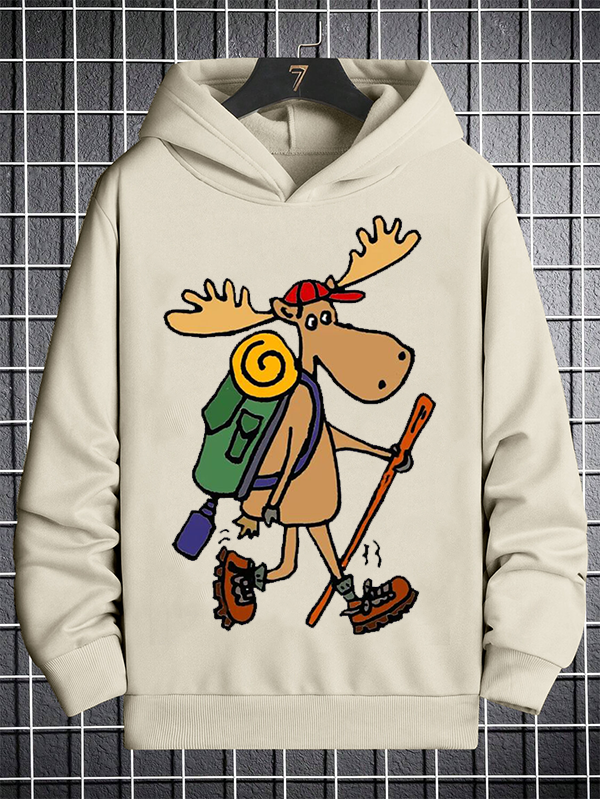 Men's Deer Hike Art Print Hooded Sweatshirt