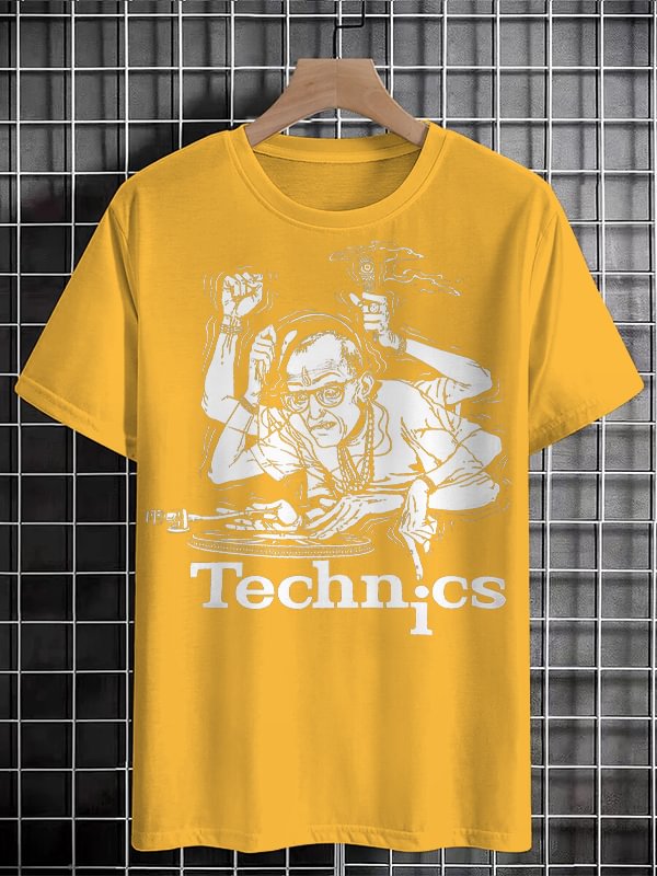 Men's Technics Music DJ Fun Art Print Cotton Casual T-Shirt