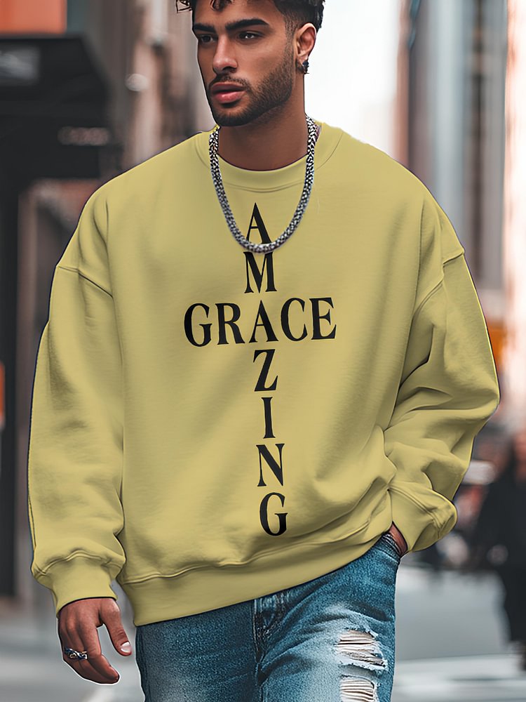 Men's Amazing Grace Print Casual Sweatshirt