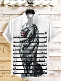 Men's Retro Arabic Letters Lion Art Print Casual Shirt