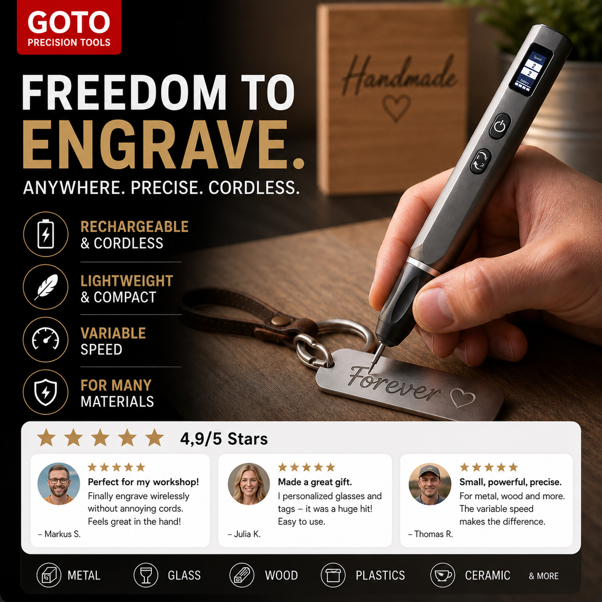 Rechargeable Cordless Engraving Pen