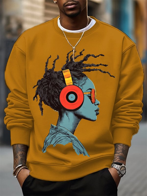 Men's Reggae Music Cool Girl Graphic Print Cotton Casual Sweatshirt