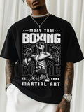 Men's Martial Art Muay Thai Boxing Illustration Print Casual T-Shirt
