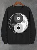 Men's Yin Yang Vinyl Record Graphic Print Cotton Casual Sweatshirt