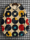Men's Music Lovers Vintage Vinyl Print Casual Hoodie