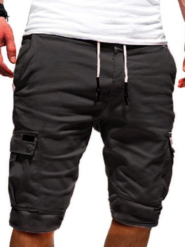 Men's Casual Sports Multi-Pocket Drawstring Cargo Shorts