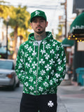 Men's Lucky Clover All Over Print Hooded Zip Up Jacket