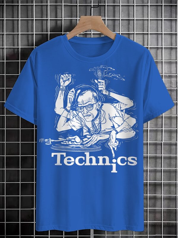 Men's Technics Music DJ Fun Art Print Cotton Casual T-Shirt