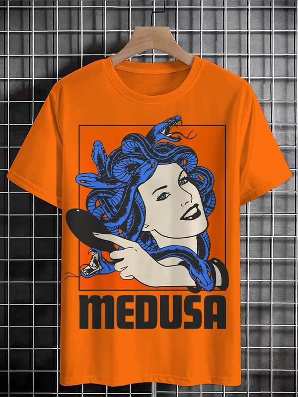 Men's Medusa Illustration Art Print Cotton Casual T-Shirt