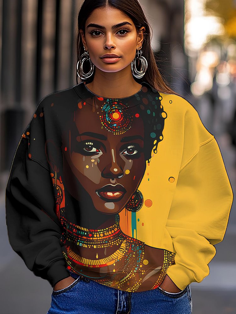 Women's Egyptian Woman Vintage Print Cozy Sweatshirt