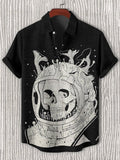 Men's Skull With Divers Helmet Art Print Short Sleeve Shirt