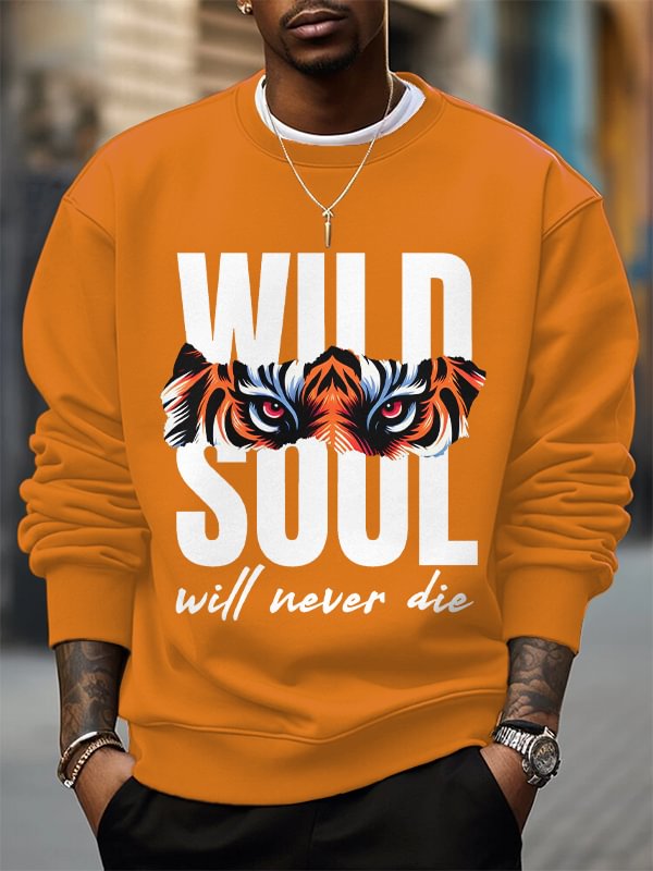 Men's Wild Soul Will Never Die Art Print Cotton Casual Sweatshirt