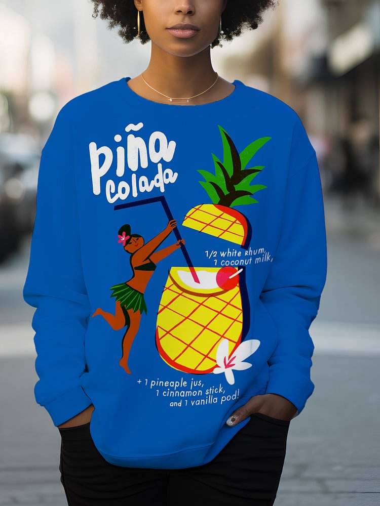 Women's Pina Colada Print Cozy Sweatshirt