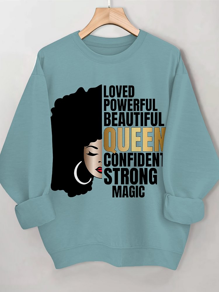 Women's Africa Magic Black Queen Print Cotton Long Sleeve T-Shirt Thin Sweatshirt
