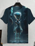 Men's Cyberpunk UFO Art Graphic Print Casual T-Shirt