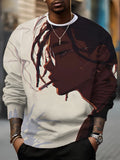 Men's Black Man With Dreadlocks Smoking Print Casual Sweatshirt