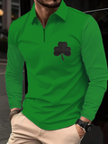 Men's St. Patrick's Day Clover Graphic Print Casual Half Zip Sweatshirt