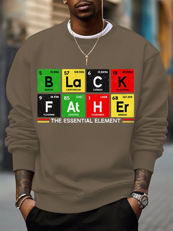 Men's Black Father The Essential Element Print Cotton Casual Sweatshirt