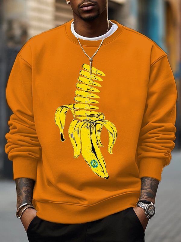 Men's Banana Graphic Print Cotton Casual Sweatshirt