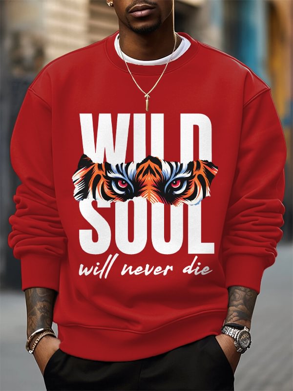 Men's Wild Soul Will Never Die Art Print Cotton Casual Sweatshirt