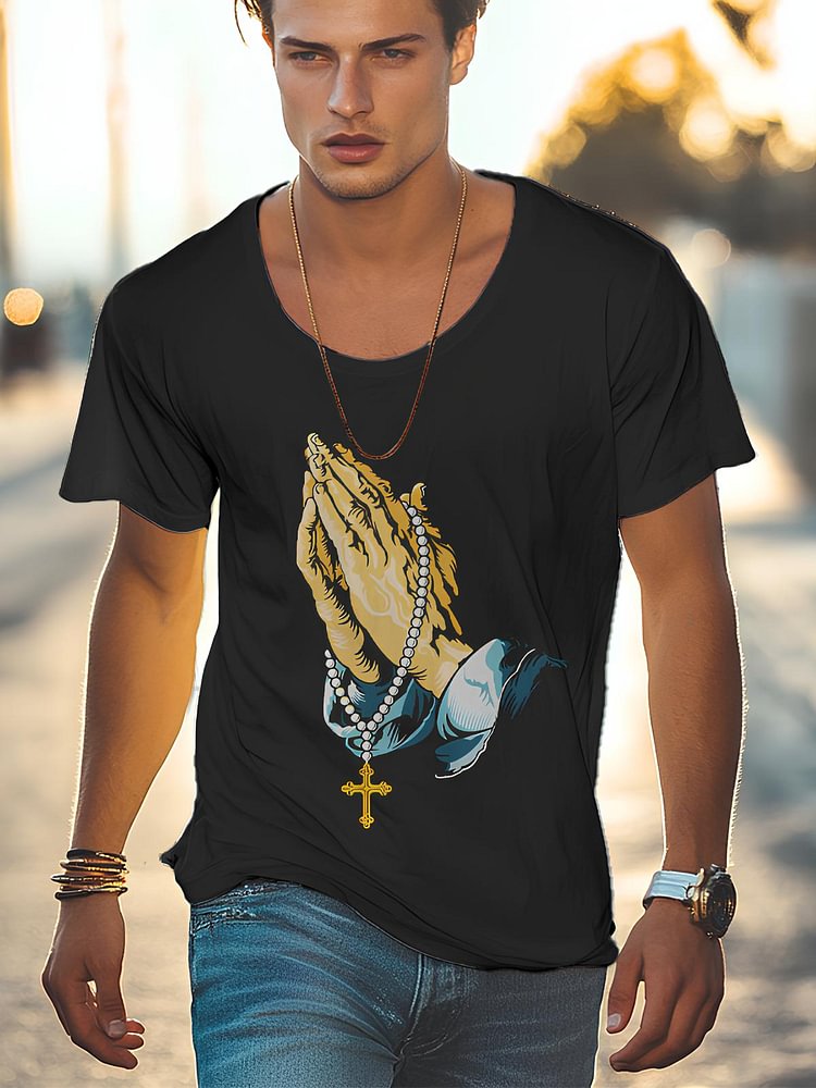 Men's Religious Belief Art Print Casual T-Shirt