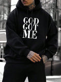 Men's God Got Me Slogan Print Casual Hoodie