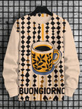 Men's Buongiorno Coffee Print Casual Sweatshirt