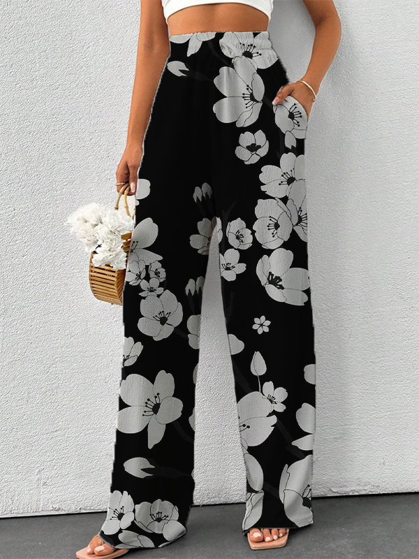 Women's Flowers Art Print Casual Pants