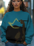 Women's Black Woman Queen Art Print Casual Sweatshirt