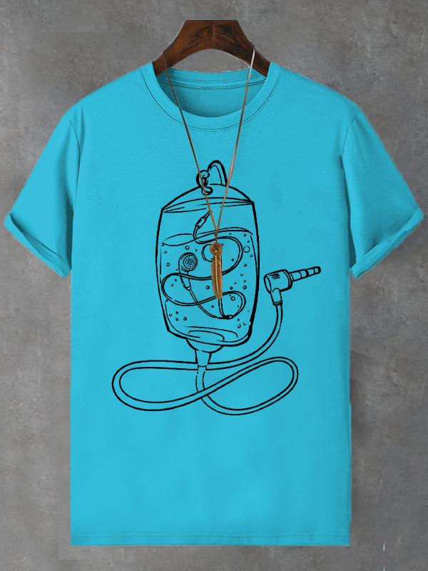 Men's Hand Drawing Music Entertainment Graphic Print Cotton Casual T-Shirt