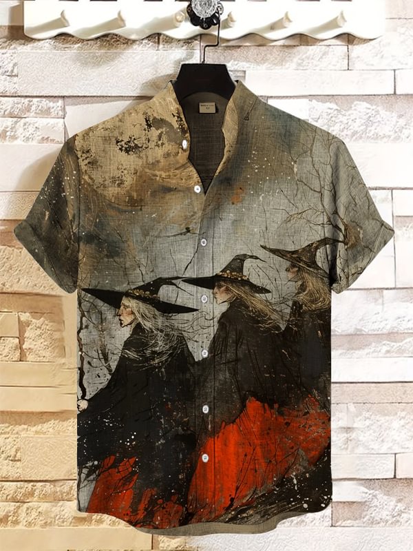 Men's Dark Aesthetic Three Witches Print Shirt