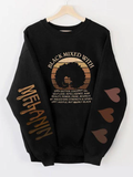 Women's Black Mixed With Art Print Casual Sweatshirt