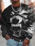 Men's Fierce Wolf Graphic Print Casual Sweatshirt