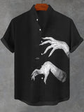 Men's The Hands Of The Devil Print Linen Blend Shirt