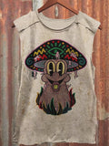 Men's Funny Mushroom Art Print Casual Tank Top
