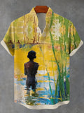 Men's Pond Natural African Kids Art Print Casual Shirt